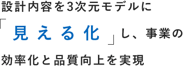 設計内容を3次元モデルに見える化し、事業の効率化と品質向上を実現